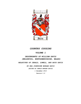 Country Cousins Volume 1 Descendants of William Davis (Welshpool, Montgomeryshire, Wales)