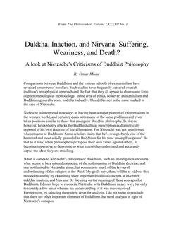 Dukkha, Inaction, and Nirvana: Suffering, Weariness, and Death?