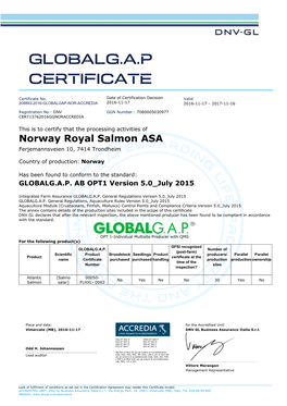 Globalg.A.P Certificate