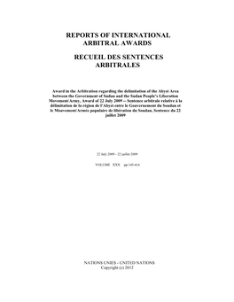 Award in the Arbitration Regarding the Delimitation of the Abyei Area