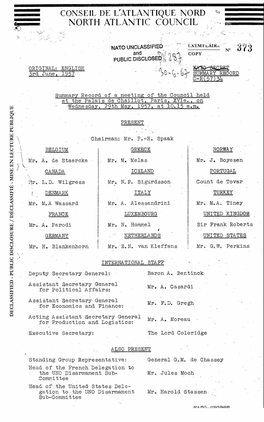 Conseil De L'atlantique Nord North Atlantic Council