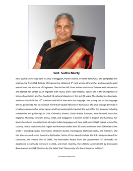 Smt. Sudha Murty