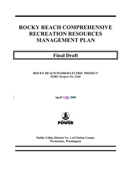 Rocky Reach Comprehensive Recreation Resources Management Plan