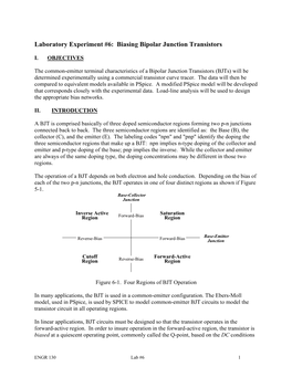 Laboratory Experiment #6: Biasing Bipolar Junction Transistors