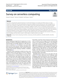 Survey on Serverless Computing Hassan B