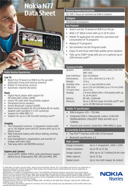 Nokia N77 Data Sheet