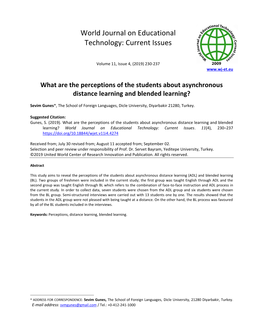 World Journal on Educational Technology: Current Issues