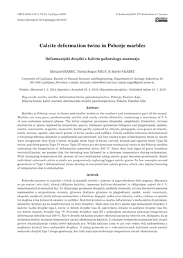 Calcite Deformation Twins in Pohorje Marbles
