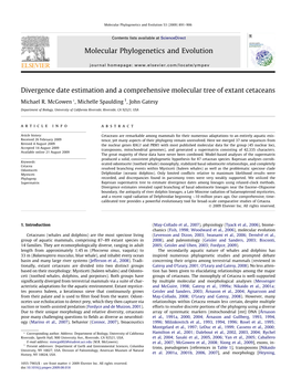 Divergence Date Estimation and a Comprehensive Molecular Tree of Extant Cetaceans