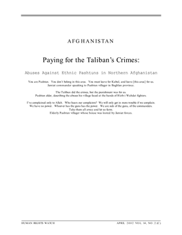 Paying for the Taliban's Crimes