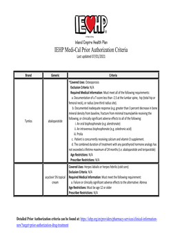 Medi-Cal PA Drug Criteria Summary