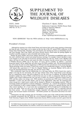 Supplement to the Journal of Wildlife Diseases