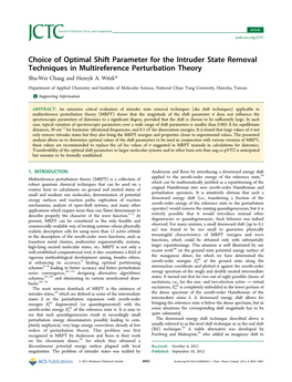 Choice of Optimal Shift Parameter for the Intruder State Removal Techniques in Multireference Perturbation Theory Shu-Wei Chang and Henryk A