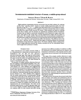 Incommensurate-Modulated Structure of Nosean, a Sodalite-Group Mineral