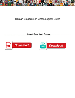 Roman Emperors in Chronological Order