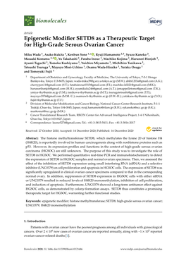 Epigenetic Modifier SETD8 As a Therapeutic Target for High-Grade