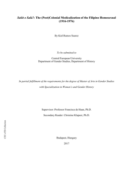 Post)Colonial Medicalization of the Filipino Homosexual (1916-1976