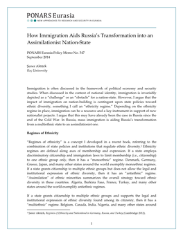 How Immigration Aids Russia's Transformation Into an Assimilationist Nation-State