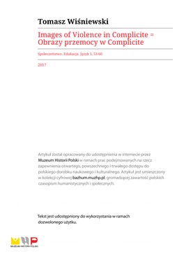 Tomasz Wiśniewski Images of Violence in Complicite = Obrazy Przemocy W Complicite