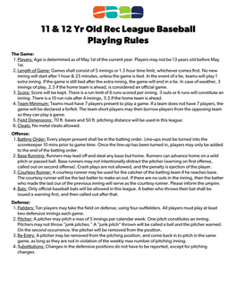 Rec Softball /Baseball Coaches Packet