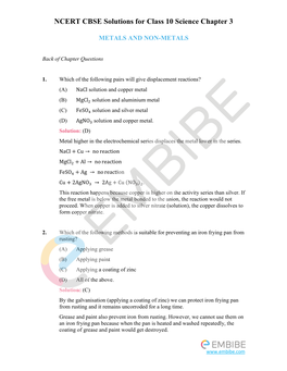 NCERT CBSE Solutions for Class 10 Science Chapter 3