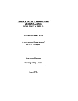 AN IMMUNOCHEMICAL INVESTIGATION of the Wr* and Wrb BLOOD GROUP ANTIGENS