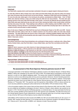 Re-Assessment of the Rock Sparrow Petronia Petronia Record of 1957