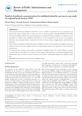 Symbol of Political Communications by Nahdlatul Ulama'in East Java (A Case Study on Regional Head Election 2018)