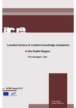 Location Factors of Creative Knowledge Companies in the Dublin Region