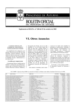 VI. Otros Anuncios