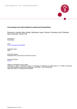 Connecting Moss Lipid Droplets to Patchoulol Biosynthesis