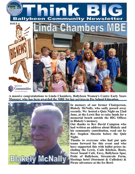 A Massive Congratulations to Linda Chambers, Ballybeen Women's Centre Early Years Manager, Who Has Been Awarded the MBE for Her Services to Pre School Education