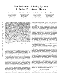 The Evaluation of Rating Systems in Online Free-For-All Games