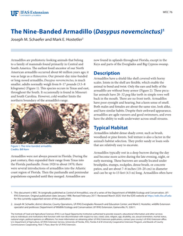 The Nine-Banded Armadillo (Dasypus Novemcinctus)1 Joseph M