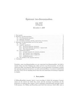 Epistemic Two-Dimensionalism