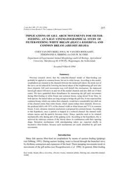 257 Implications of Gill Arch Movements for Filter