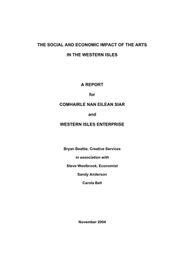 The Social and Economic Impact of the Arts in the Western Isles