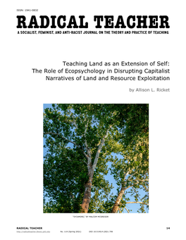 Teaching Land As an Extension of Self: the Role of Ecopsychology in Disrupting Capitalist Narratives of Land and Resource Exploitation