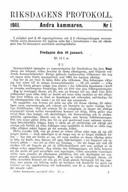 Riksdagens Protokoll 1941