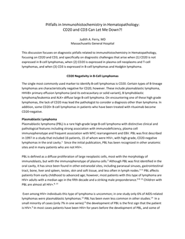 Pitfalls in Immunohistochemistry in Hematopathology: CD20 and CD3 Can Let Me Down?!