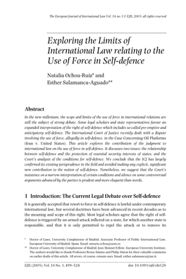 Exploring the Limits of International Law Relating to the Use of Force in Self-Defence