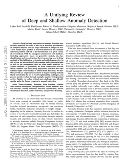 A Unifying Review of Deep and Shallow Anomaly Detection Lukas Ruff, Jacob R