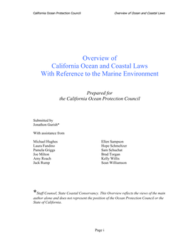 Overview of California Ocean and Coastal Laws with Reference to the Marine Environment