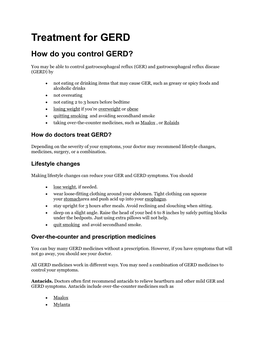 Treatment for GERD How Do You Control GERD?