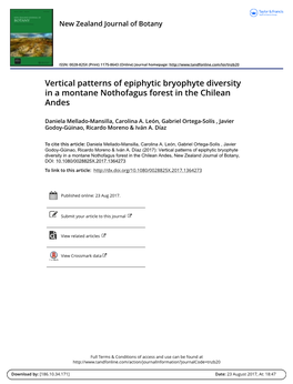 Vertical Patterns of Epiphytic Bryophyte Diversity in a Montane Nothofagus Forest in the Chilean Andes