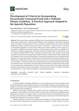 Development of Criteria for Incorporating Occasionally Consumed Foods Into a National Dietary Guideline