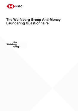 The Wolfsberg Group Anti-Money Laundering Questionnaire