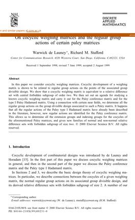 On Cocyclic Weighing Matrices and the Regular Group Actions of Certain