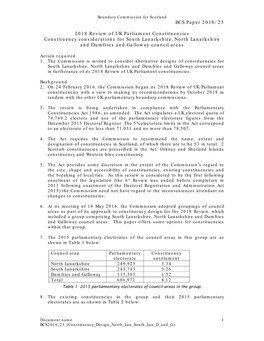 BCS Paper 2016/23 2018 Review of UK Parliament Constituencies Constituency Considerations for South Lanarkshire, North Lanarkshi