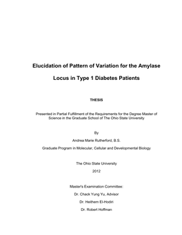 Elucidation of Pattern of Variation for the Amylase Locus in Type 1 Diabetes Patients…………………………………………